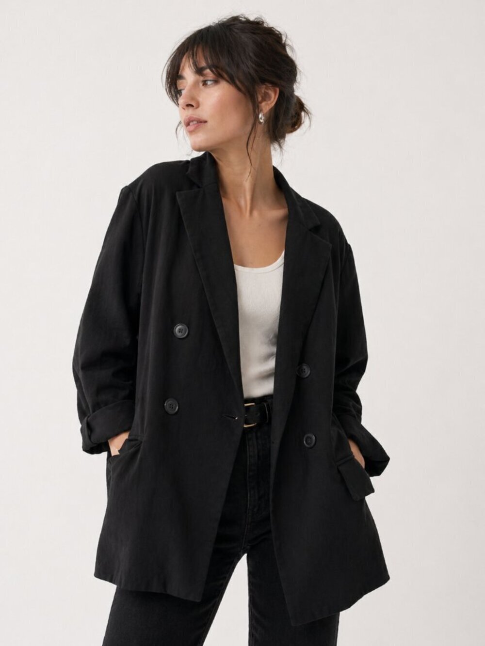 A NEW DAY Oversized Double Breasted Blazer Jacket Black M